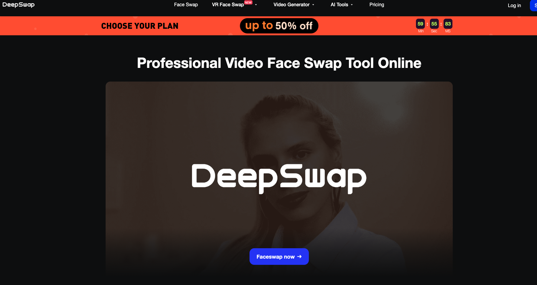 DeepSwap AI Homepage
